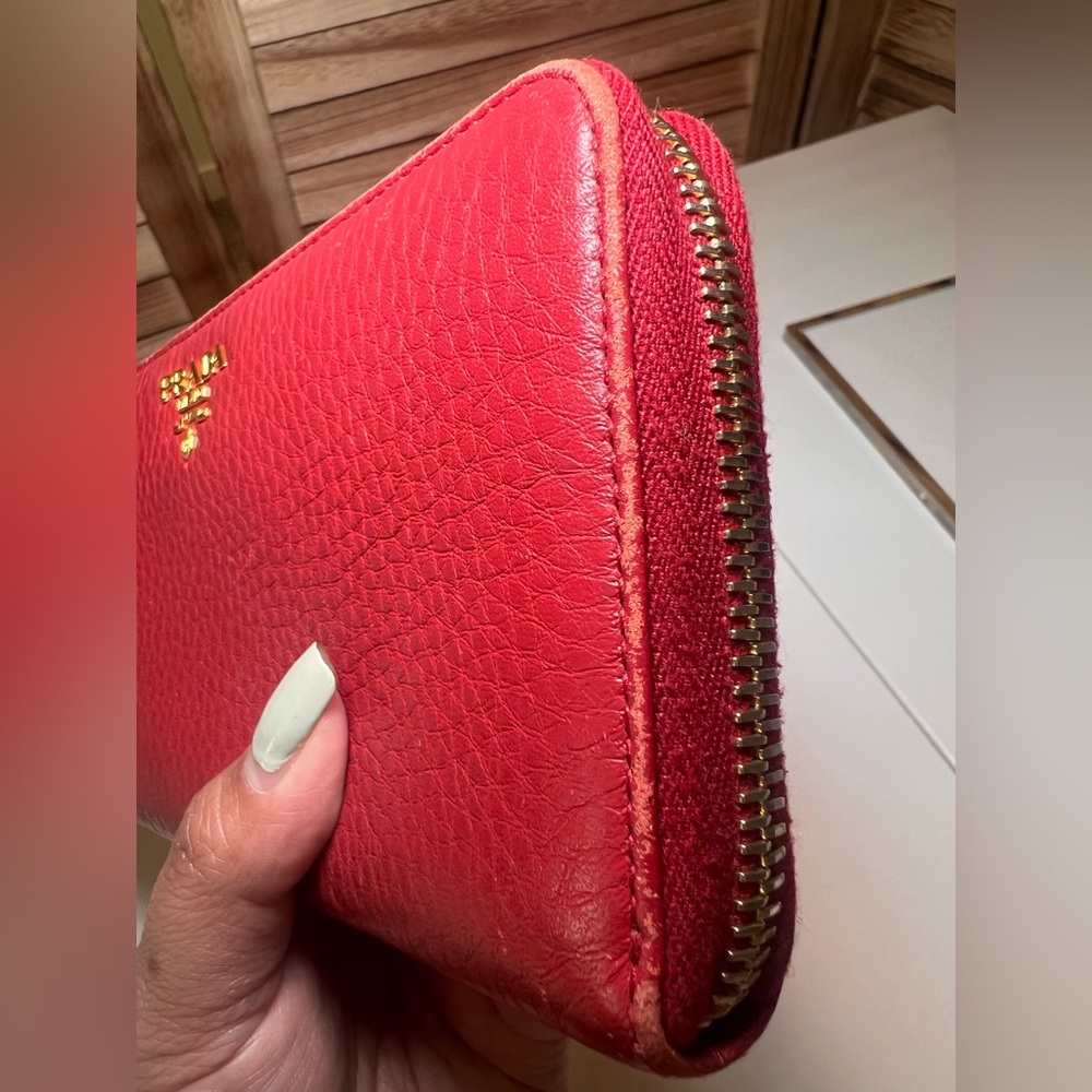 Prada Scarlet Leather Zip Wallet - Picture 9 of 16